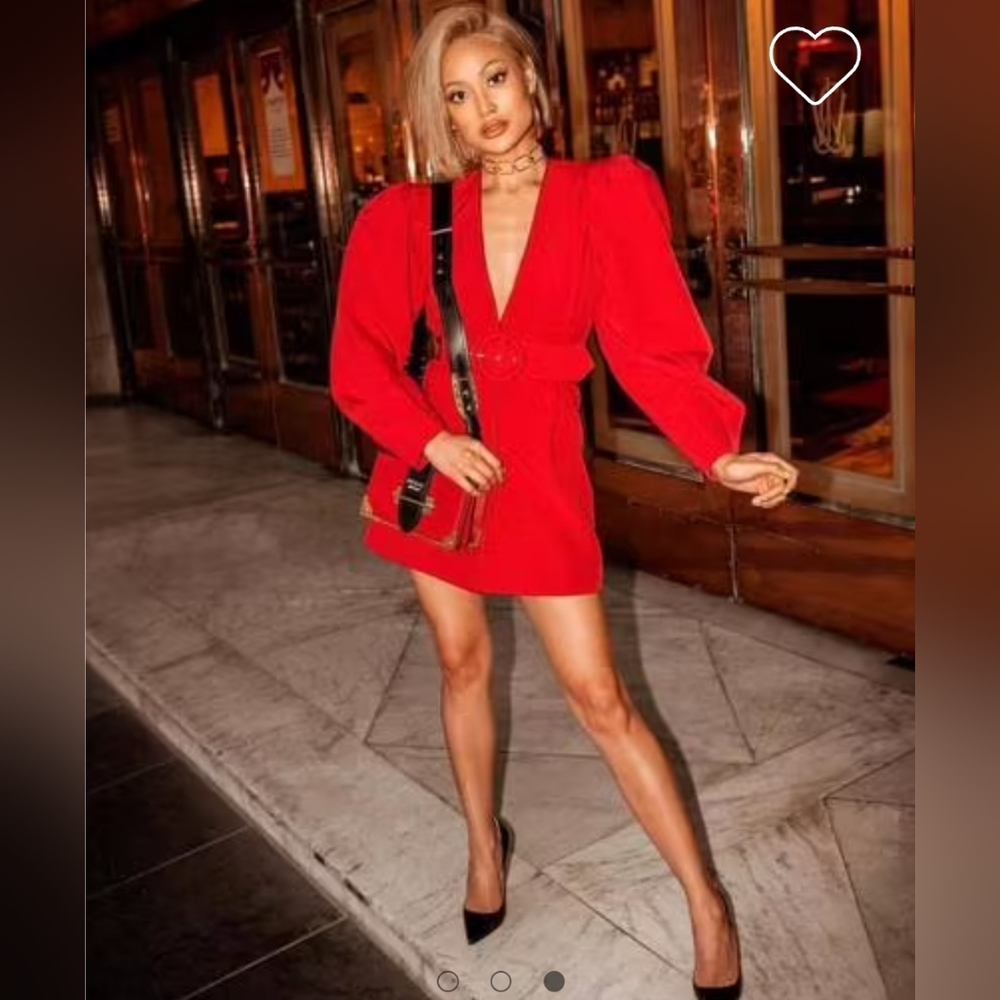 Red statement sleeve blazer dress
